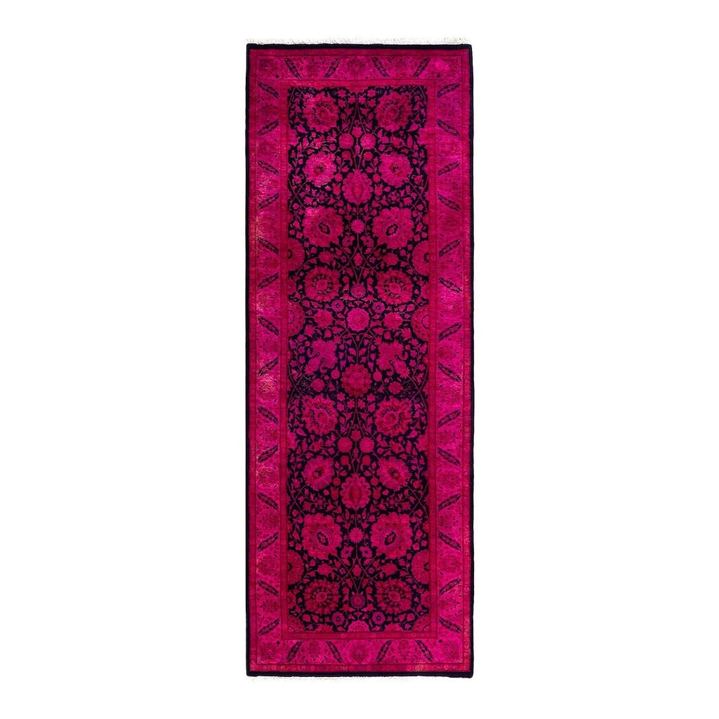 Contemporary Overdyed Wool Hand Knotted Runner - 3' 0" x 8' 6"