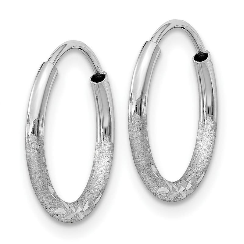 Curata 10k White Gold Sparkle Cut Endless Hoop Earrings - 12x12mm