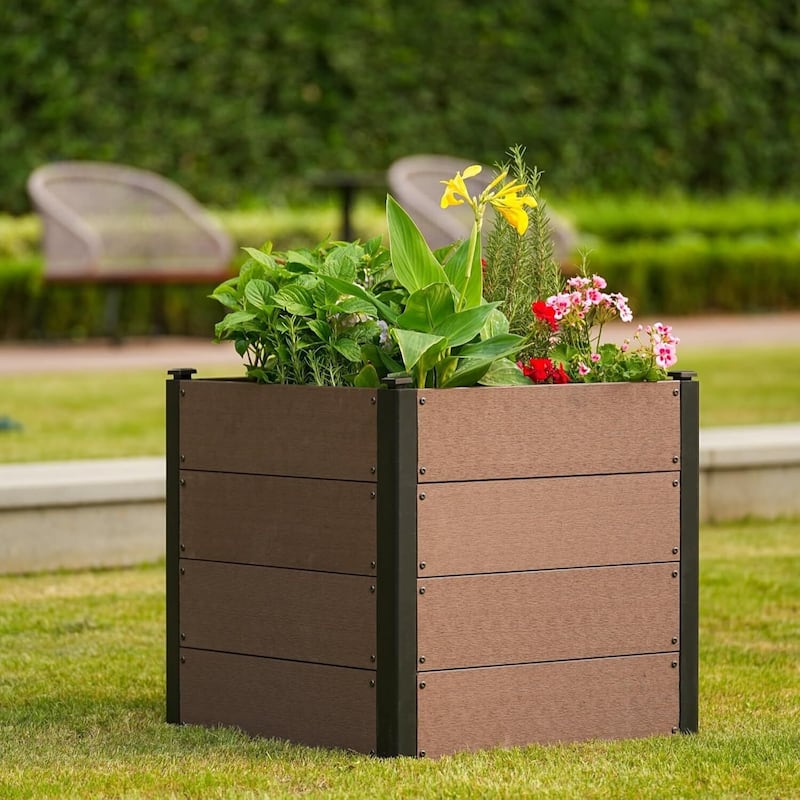25.2" Elevated Garden Bed for Vegetables & Herbs, Planter Box with Bottom