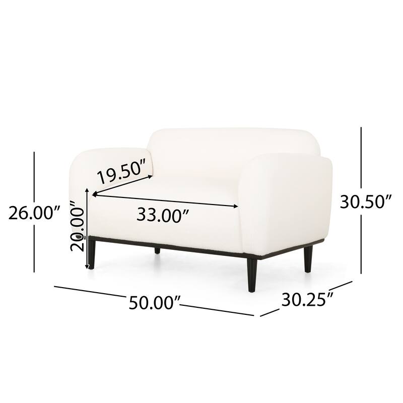 White Polyester Loveseat with Contemporary Design