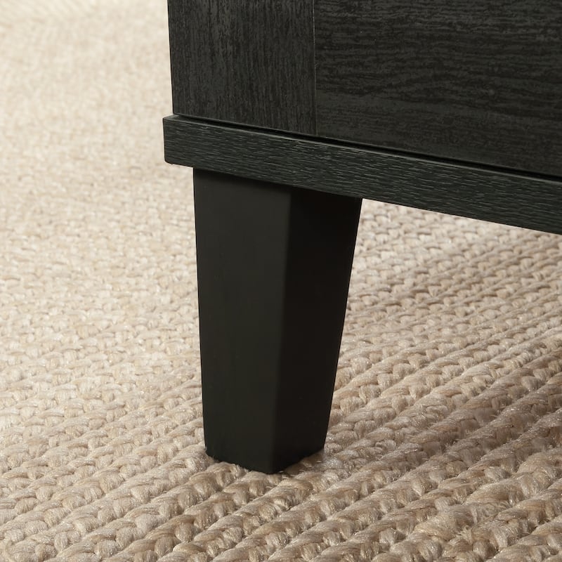 Engineered Wood Coastal Coffee Table with Spacious Drawer, Black - 31.5"W x 31.5"D x 20.98"H