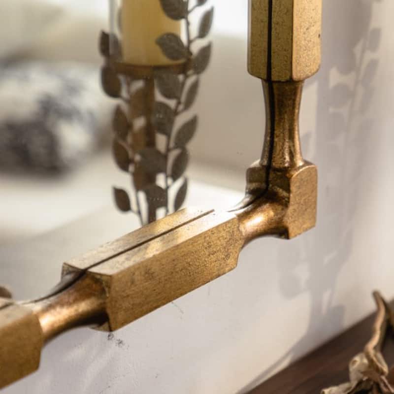 Gold Bamboo-Style Rectangular Wall Mirror