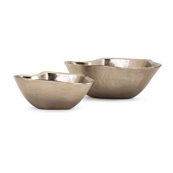 Imax Home 14709 2 Machar Aluminum Decorative Bowls Set Of 2 Gold Overstock 27552488