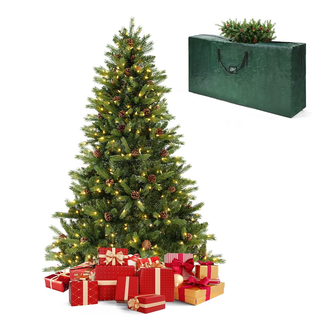 Gymax 6 FT Pre-Lit New PE & PVC Christmas Tree 3-Minute Quick Shape