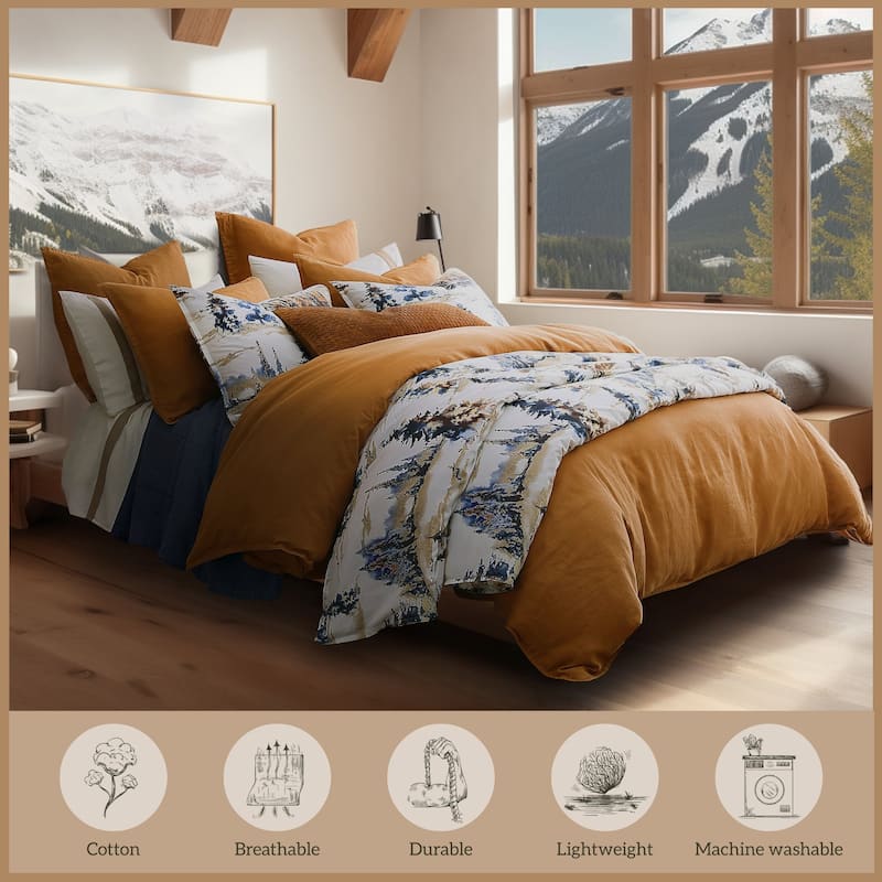 Paseo Road Acadia Cabin Bedding Woodland Lodge 3 Piece Reversible Duvet Cover Set with Pillow Shams