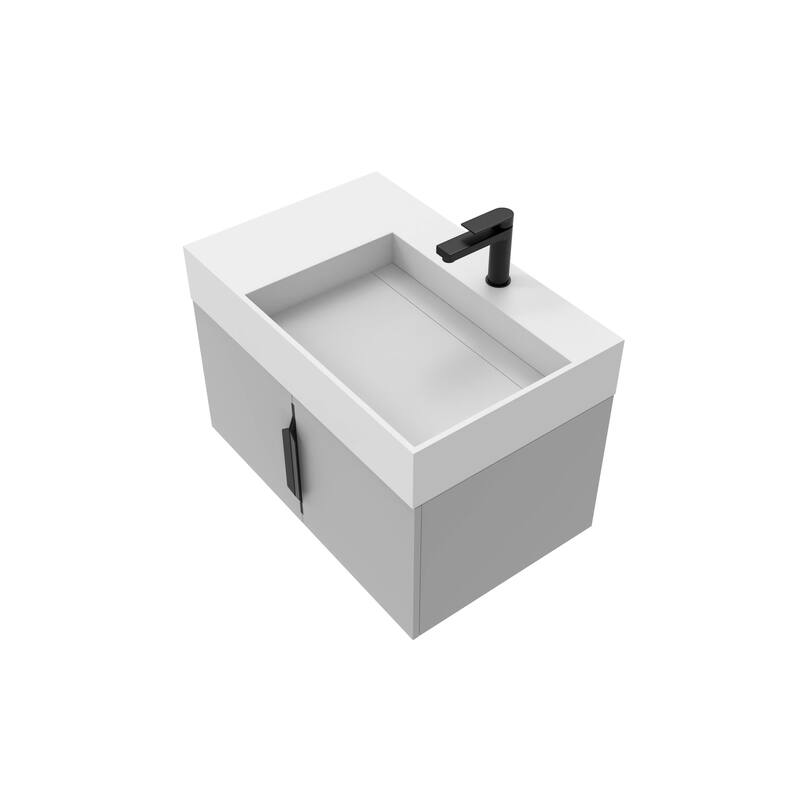 Amazon 30" Wall Mounted Bathroom Right Basin Vanity Set w/ White Top