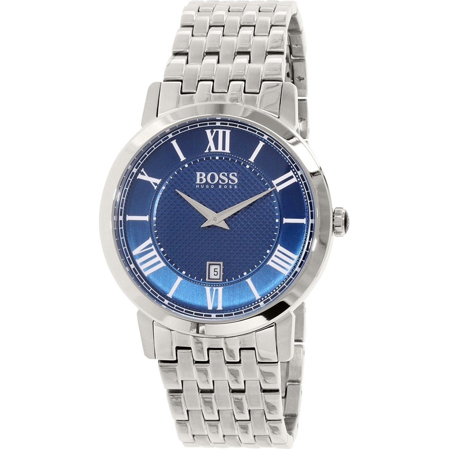 hugo boss silver watch blue face