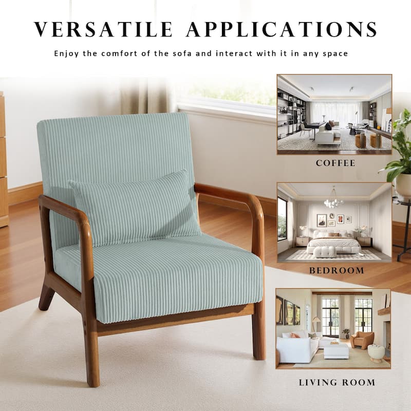 Mid-Century Upholstered Accent Chair with Wood Frame