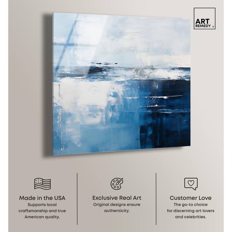 Layers of Blue Acrylic by Art Remedy, Ready to Hang