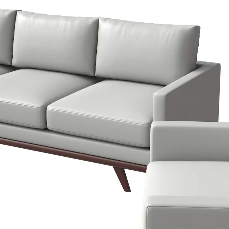 3-Piece Sofa Set Upholstered in Leather with Birch Wood Base Chester Collection
