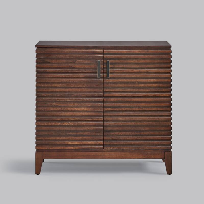 Morden Fort Wood Sideboard Storage Buffet Cabinet with 3D Stripes Doors