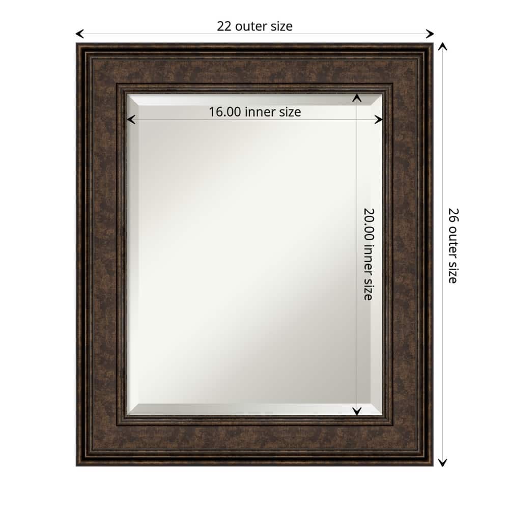 Beveled Bathroom Wall Mirror - Ridge Bronze Frame