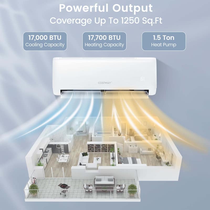 17,000 BTU Mini Split Air Conditioner AC Unit w/ Heat Pump