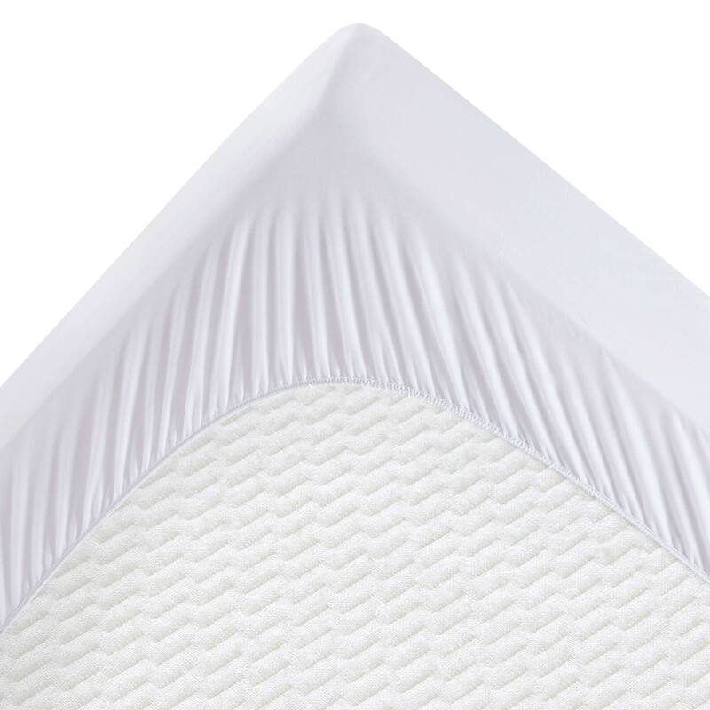 PCM Cooling Quilted Fitted Mattress Pad with Elastic Deep Pocket - White