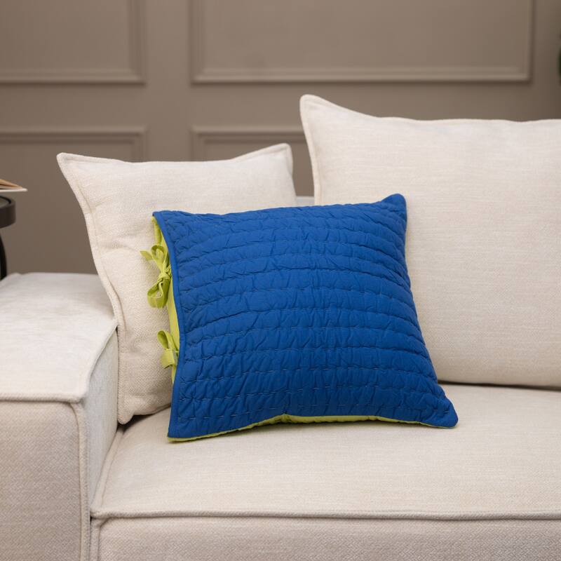 Keely Blue/Lime Decorative Cotton Pillow - Blue;Green