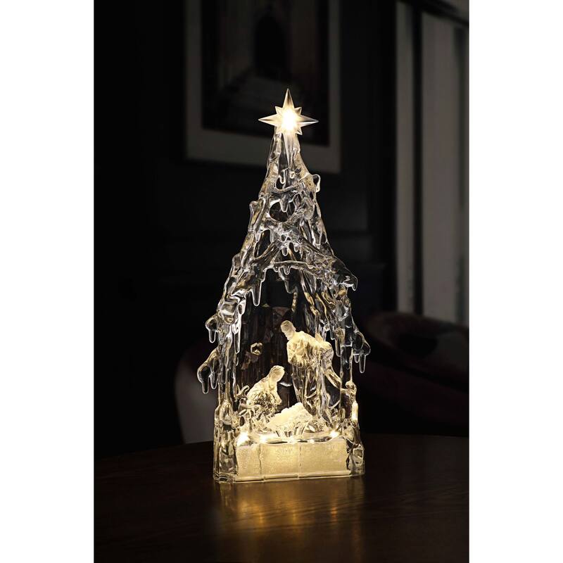 Set of 2 Clear and Gold LED Lighted Holy Family Christmas Nativity Figures 13.75"