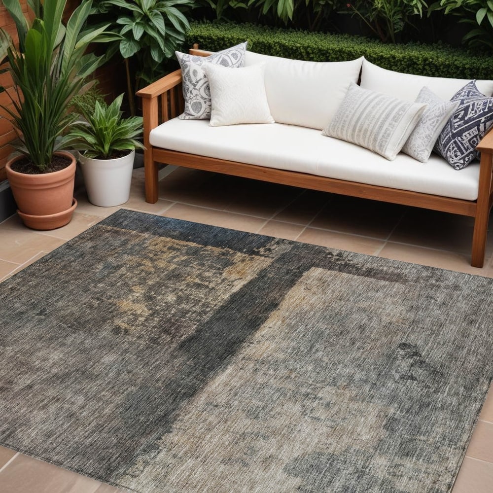 HomeRoots Abstract Transitional Rectangle Outdoor Rug