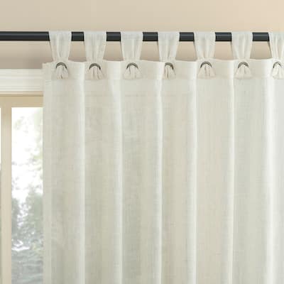 No. 918 Waverly Linen Blend Sheer Tab Top 1-Piece Curtain Panel, Single Panel