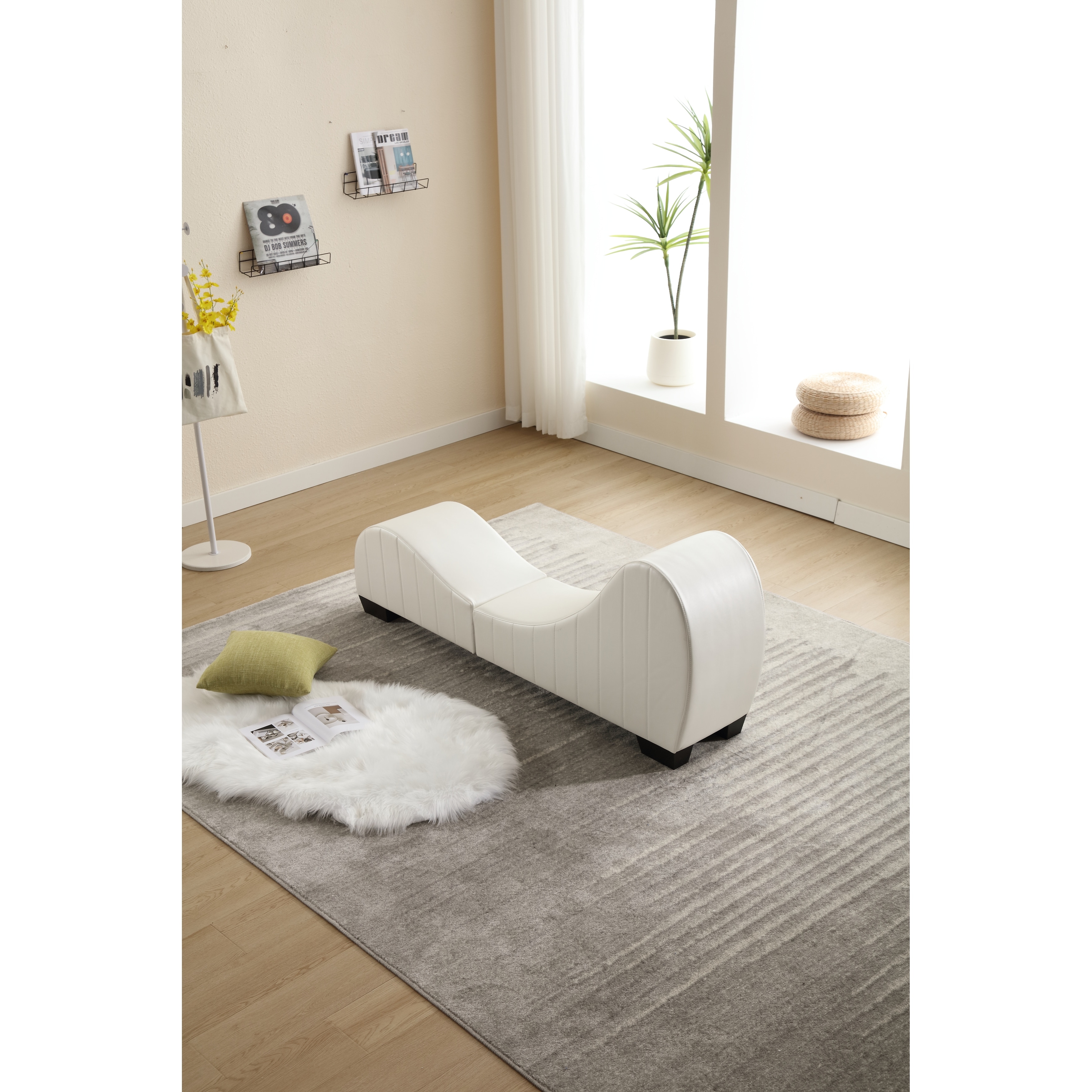 White faux best sale leather chaise lounge