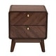 preview thumbnail 4 of 9, Markell Mid-Century Transitional Walnut Brown Finished Wood 2-Drawer Nightstand