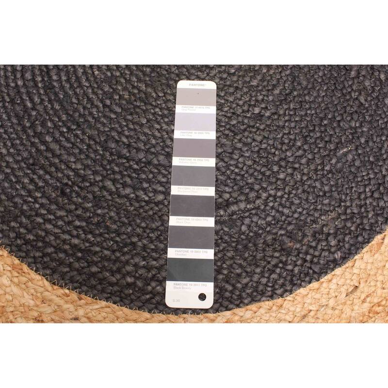 ECARPETGALLERY Braided Weave Palas Denizli Dark Grey Jute Rug - 3'10 x 3'10