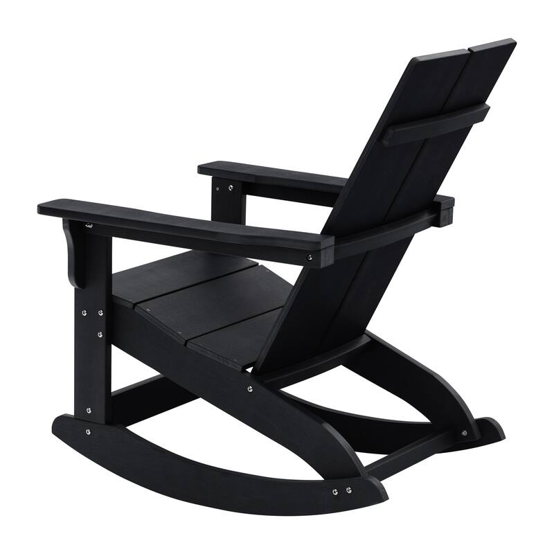 Modern 2-Slat Adirondack Poly Resin Rocking Chair for Indoor/Outdoor Use
