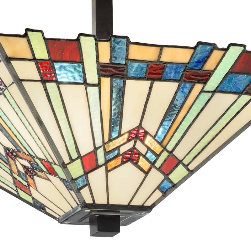 River of Goods Orson Stained Glass 16-inch Semi-Flushmount Ceiling Light - 16" x 16" x 9.5"