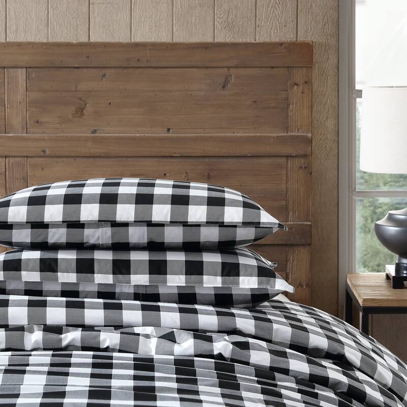 Eddie Bauer Mountain Plaid Black/White Cotton Comforter Set