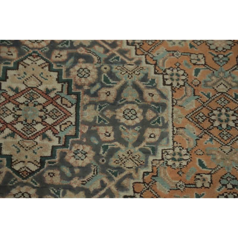 Hand Knotted Oriental 100% Wool Carpet Traditional Medallion Oranges & Rust Tabriz Area Rug - 9' 6'' X 6' 7''