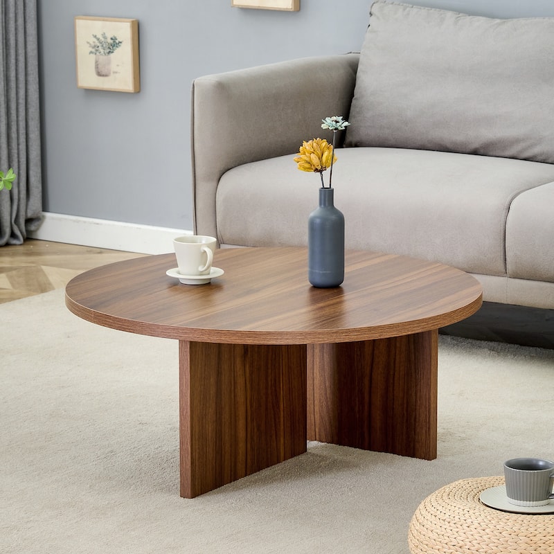 Round Coffee Table Walnut Center Table Side Table, Tea Table Accent Table Dining Table End Table Sofa Table