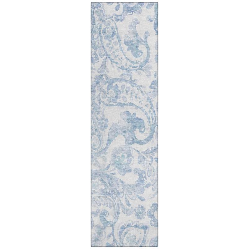Machine Washable Indoor/ Outdoor Chantille Traditional Scroll Rug