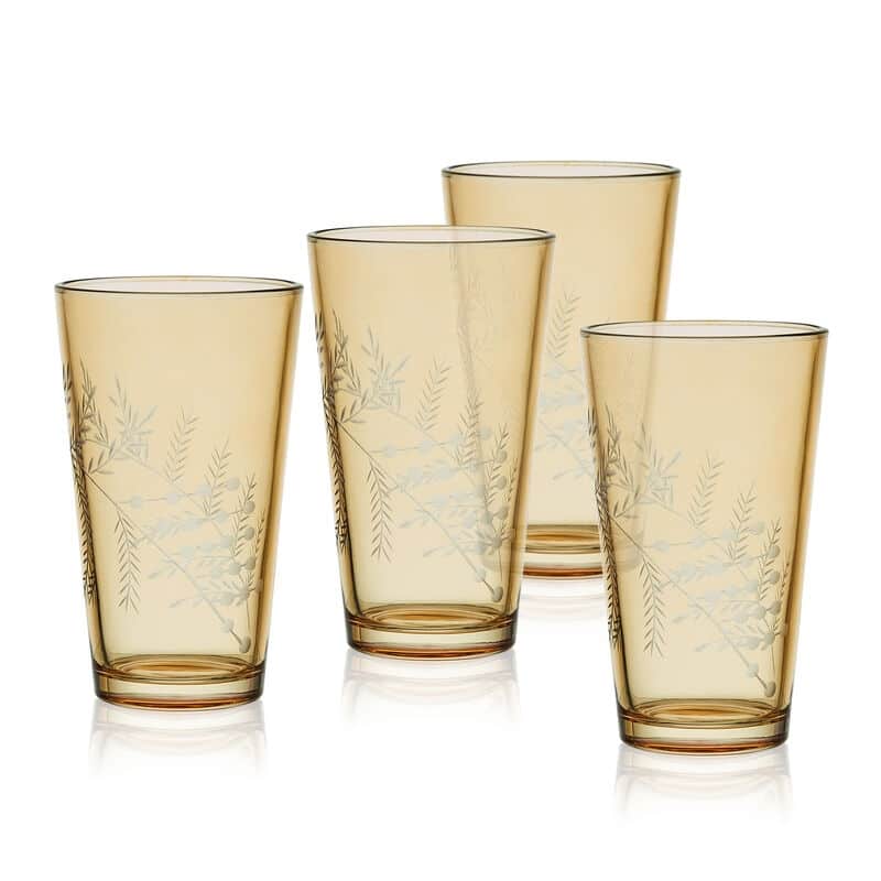 Fitz & Floyd Wildflower Set of 4 Gold Glasses