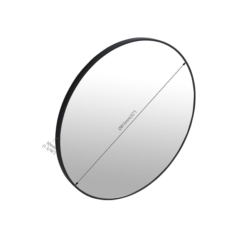 32 x 32 Inch Bathroom Mirror Black Aluminum Frame,Wall-Mounted Vanity Mirrors