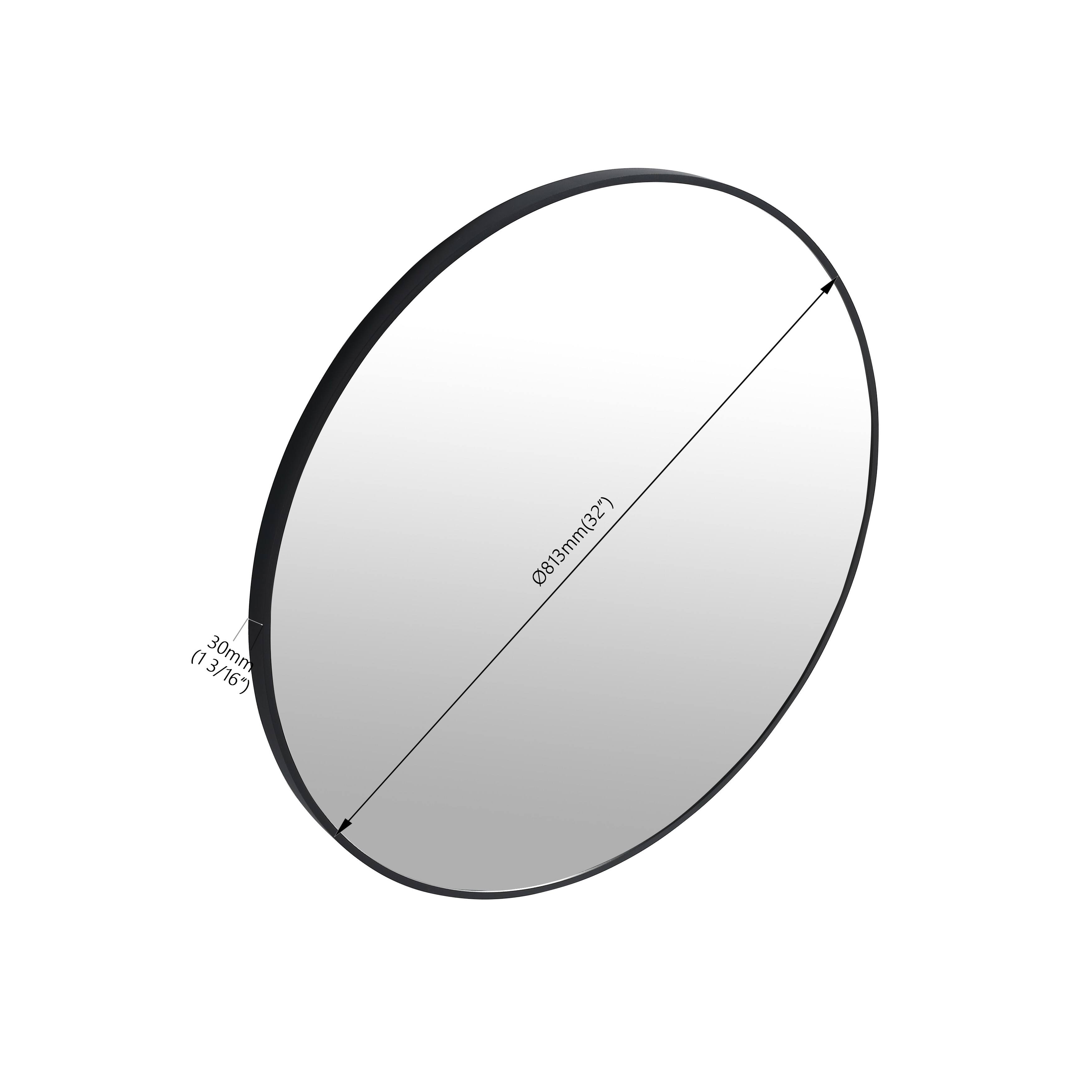 32 x 32 Inch Bathroom Mirror Black Aluminum Frame,WallMounted Vanity