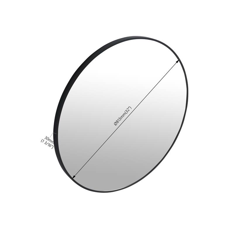 Topcraft Black Aluminum Framed Bathroom Mirror - 32"