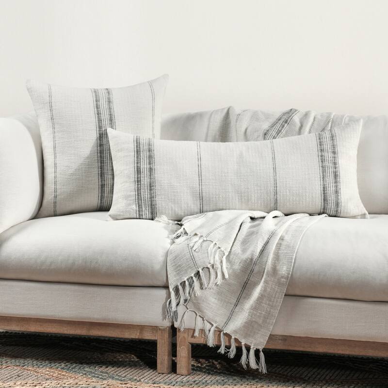Villa by Classic Home Ria Gray Cotton Throw Pillow