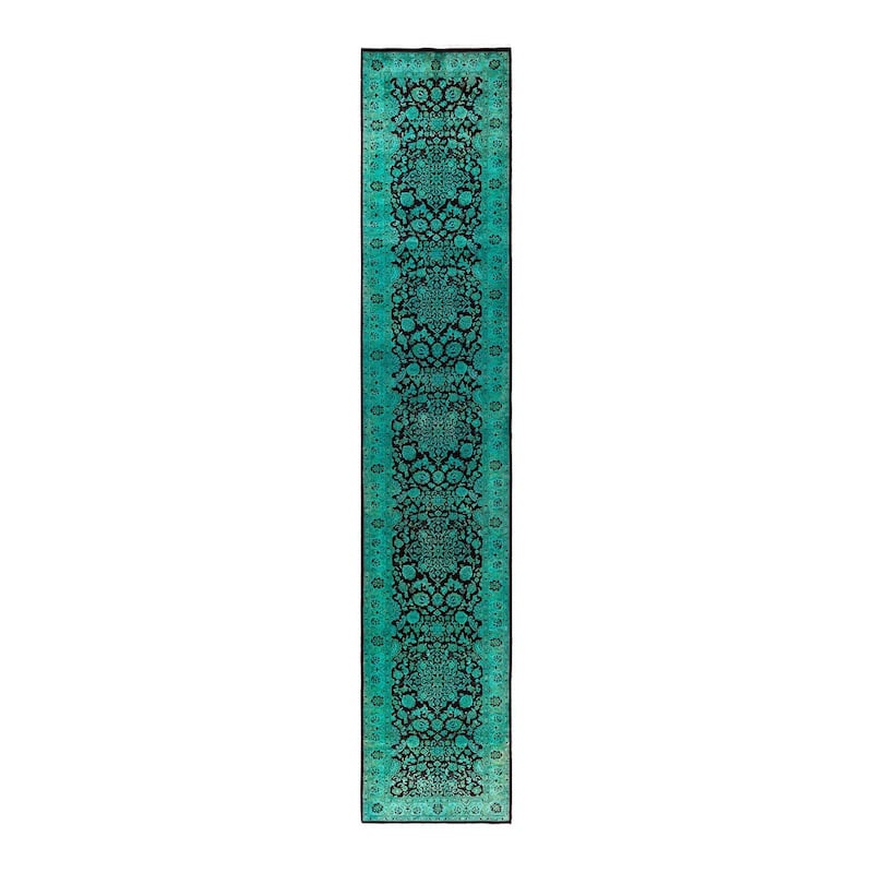 Contemporary Overdyed Wool Hand Knotted Runner - 2' 6" x 13' 9"