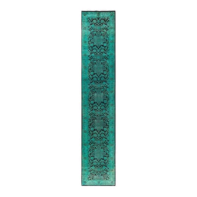 Contemporary Overdyed Wool Hand Knotted Runner - 2' 6" x 13' 9"