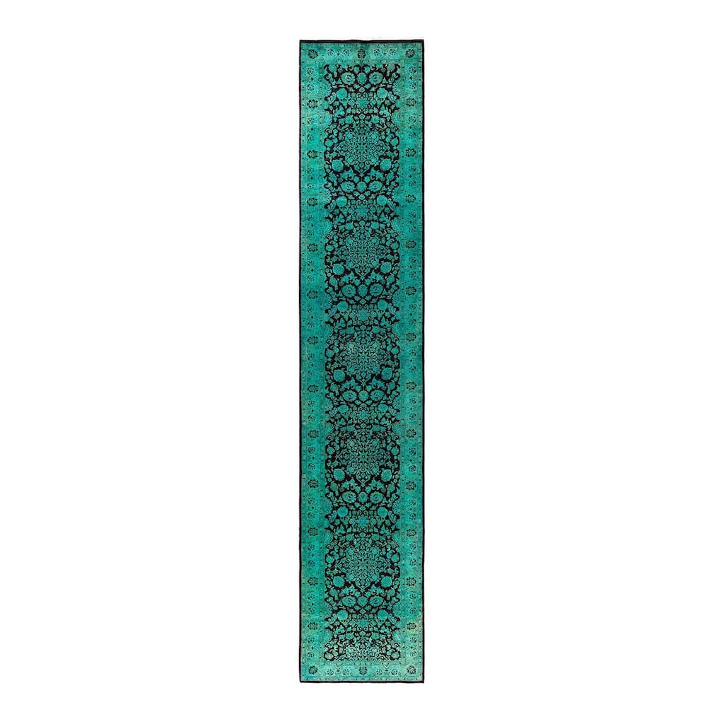 Contemporary Overdyed Wool Hand Knotted Runner - 2' 6" x 13' 9"