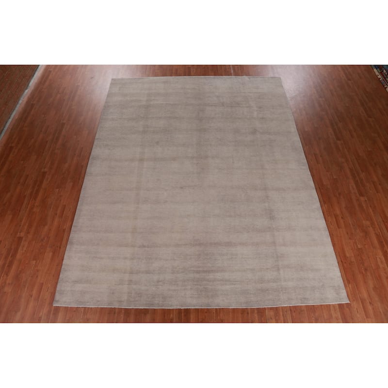 Vegetable Dye Taupe Gabbeh Persian Area Rug Hand-Knotted Wool Carpet - 10'0" x 12'11"