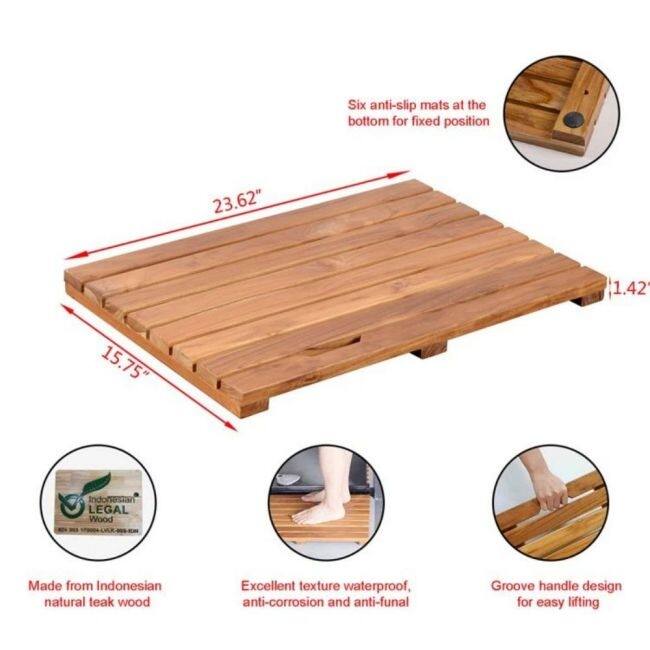 Teak & Wood Reversible Shower Mat Bed Bath & Beyond 39100066