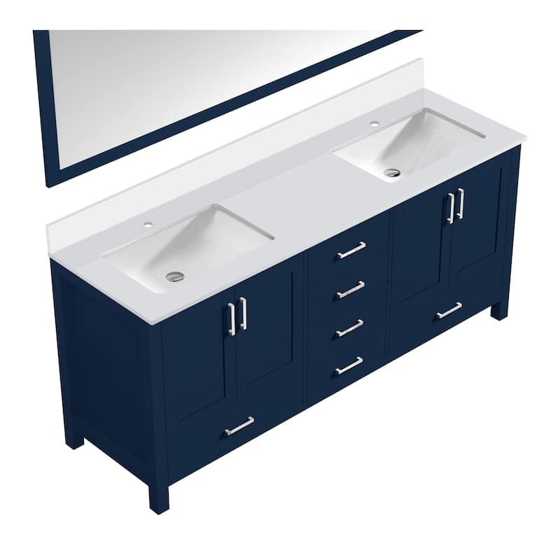 Jacques 80 in. W x 22 in. D White Bath Vanity, Cultured Marble Top, and 30 in. Mirror
