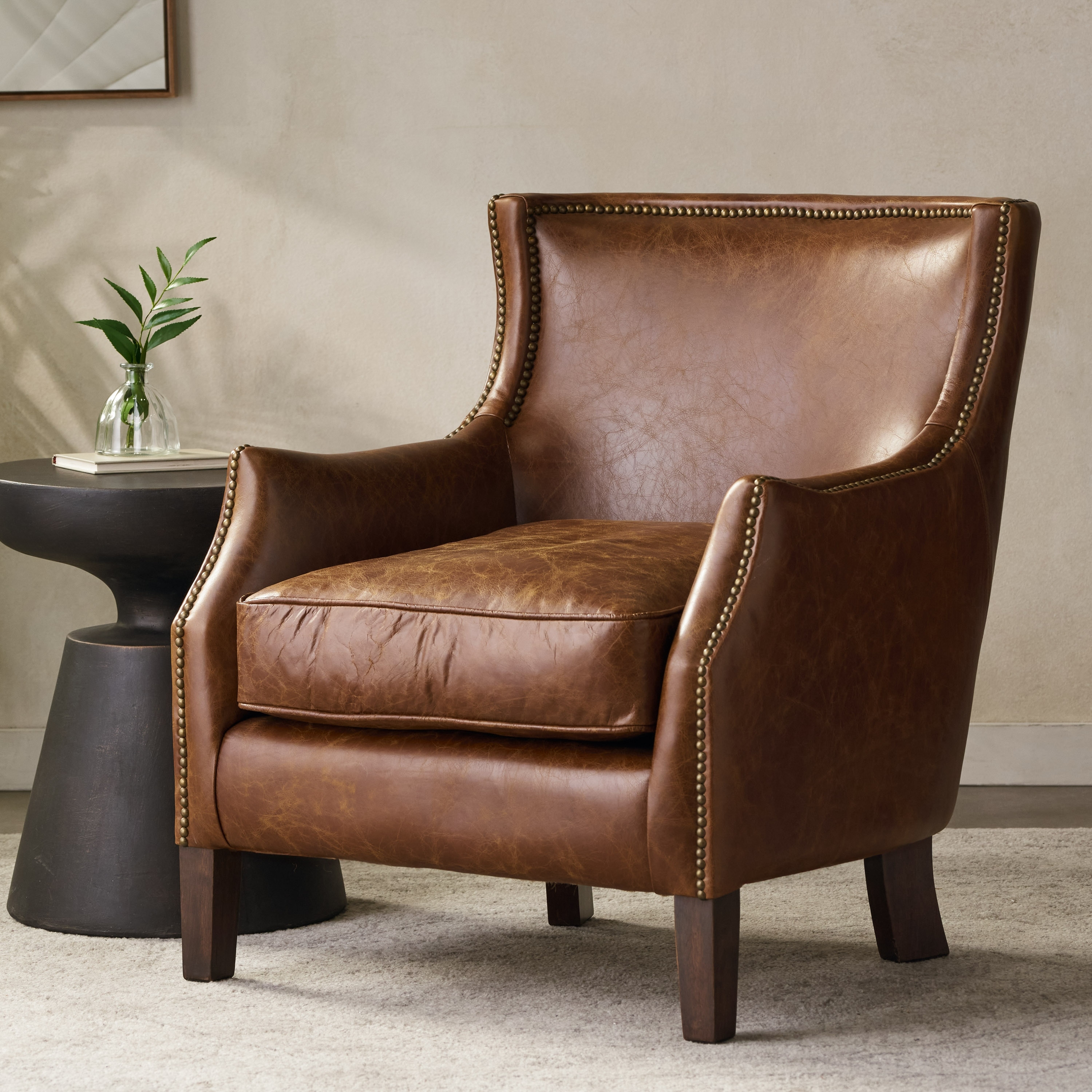 Light leather accent 2025 chair