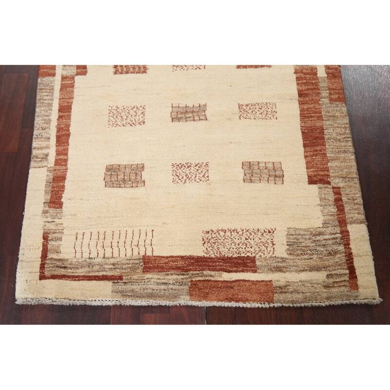 Wool Geometric Gabbeh Kashkoli Oriental Area Rug Hand-knotted Carpet - 3'5" x 5'3"