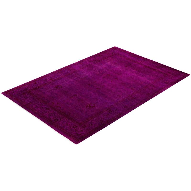 Overdyed One-of-a-Kind Hand-Knotted Area Rug - Purple - 4' 2" x 6' 3"