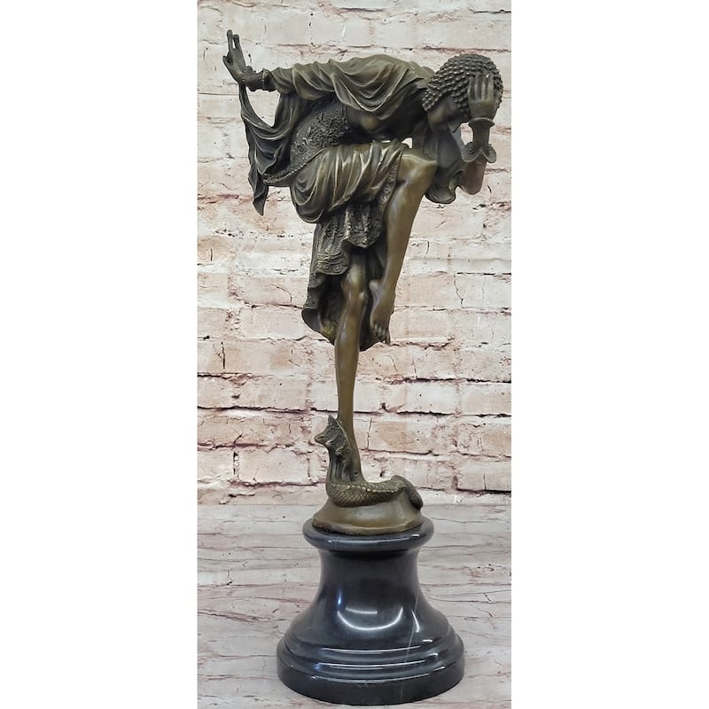 Bronze Art Deco Dancer W/Imitative Snake Sculpture Ankara Dancer Clic Artwork Hot Cast