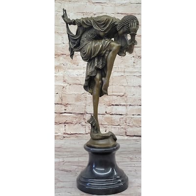 Bronze Art Deco Dancer W/Imitative Snake Sculpture Ankara Dancer Clic Artwork Hot Cast