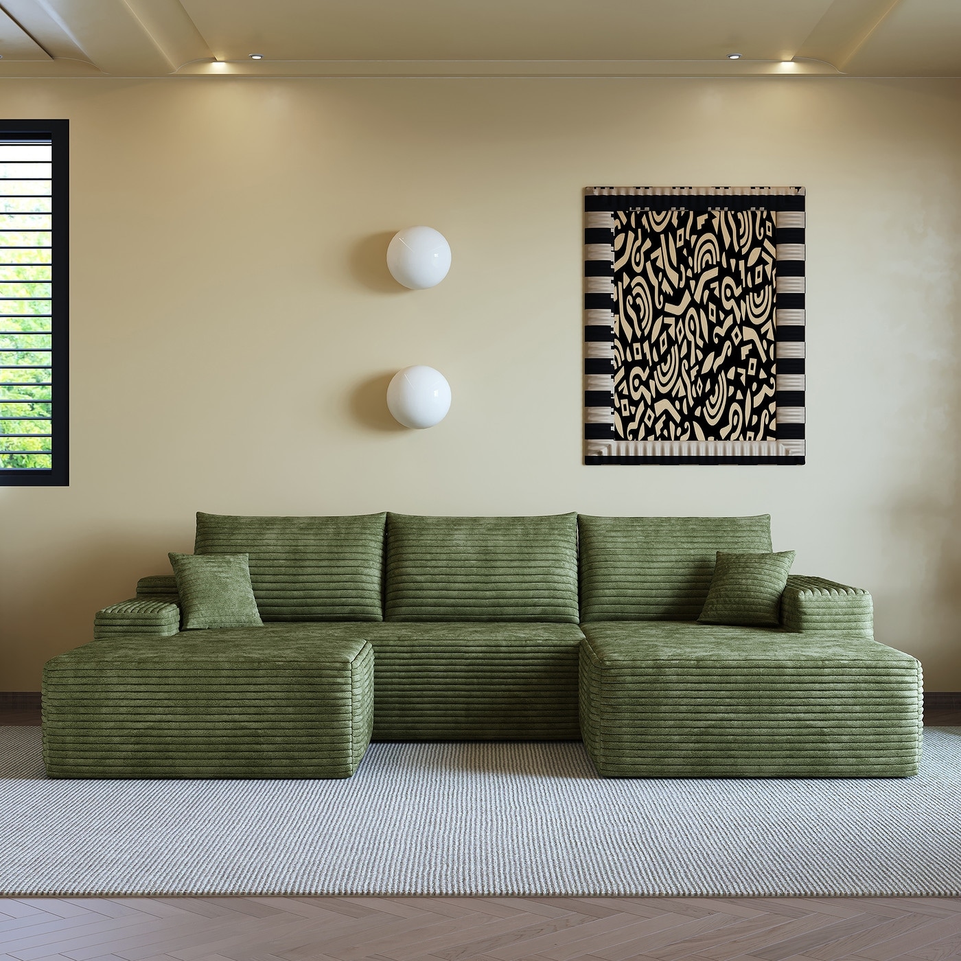 Sofa 107-in Casual Green 3 -seater Right Reclining Sectional with