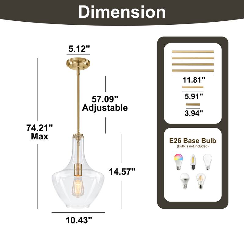 Starsky 1-light Modern Teardrop Pendant Light with Thick Clear Glass Shade