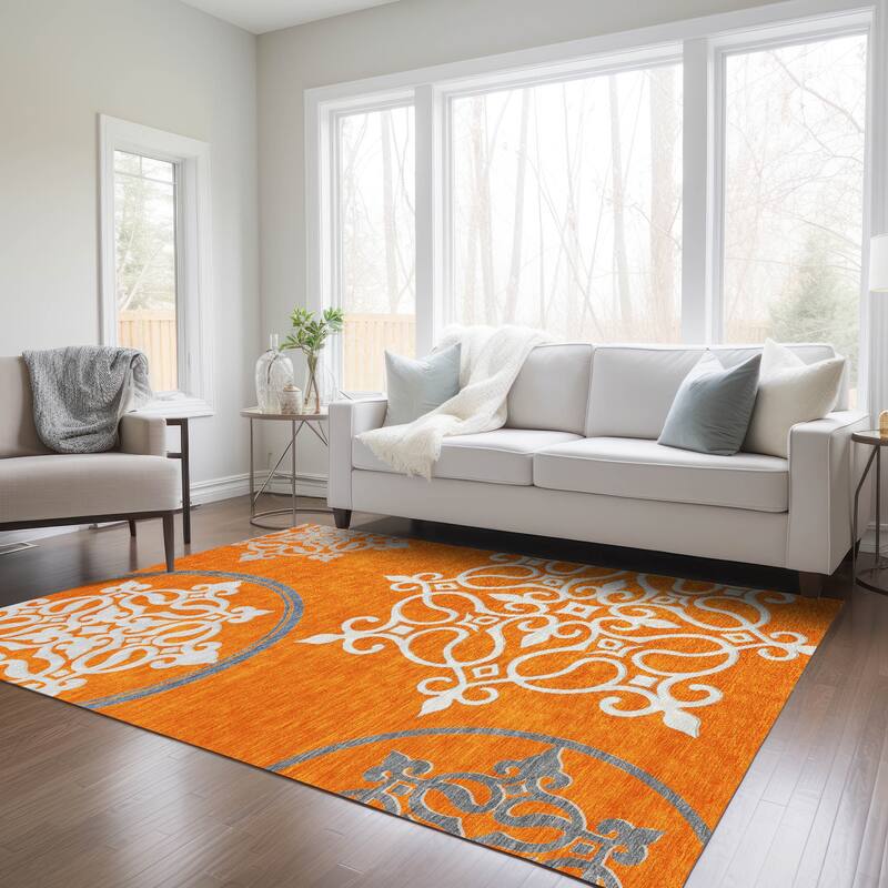 Machine Washable Indoor/ Outdoor Chantille Bold Medallions Rug